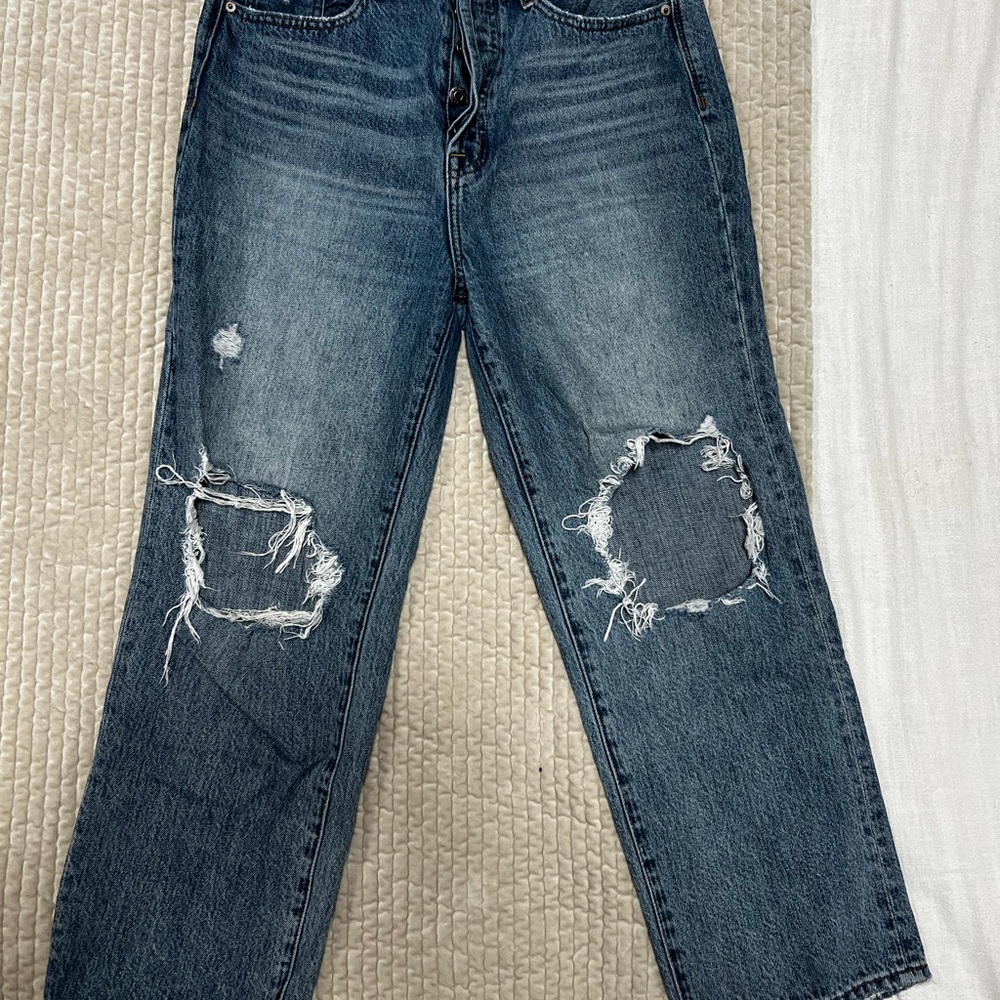 pistola Distressed Dark Blue Straight-Leg Jeans